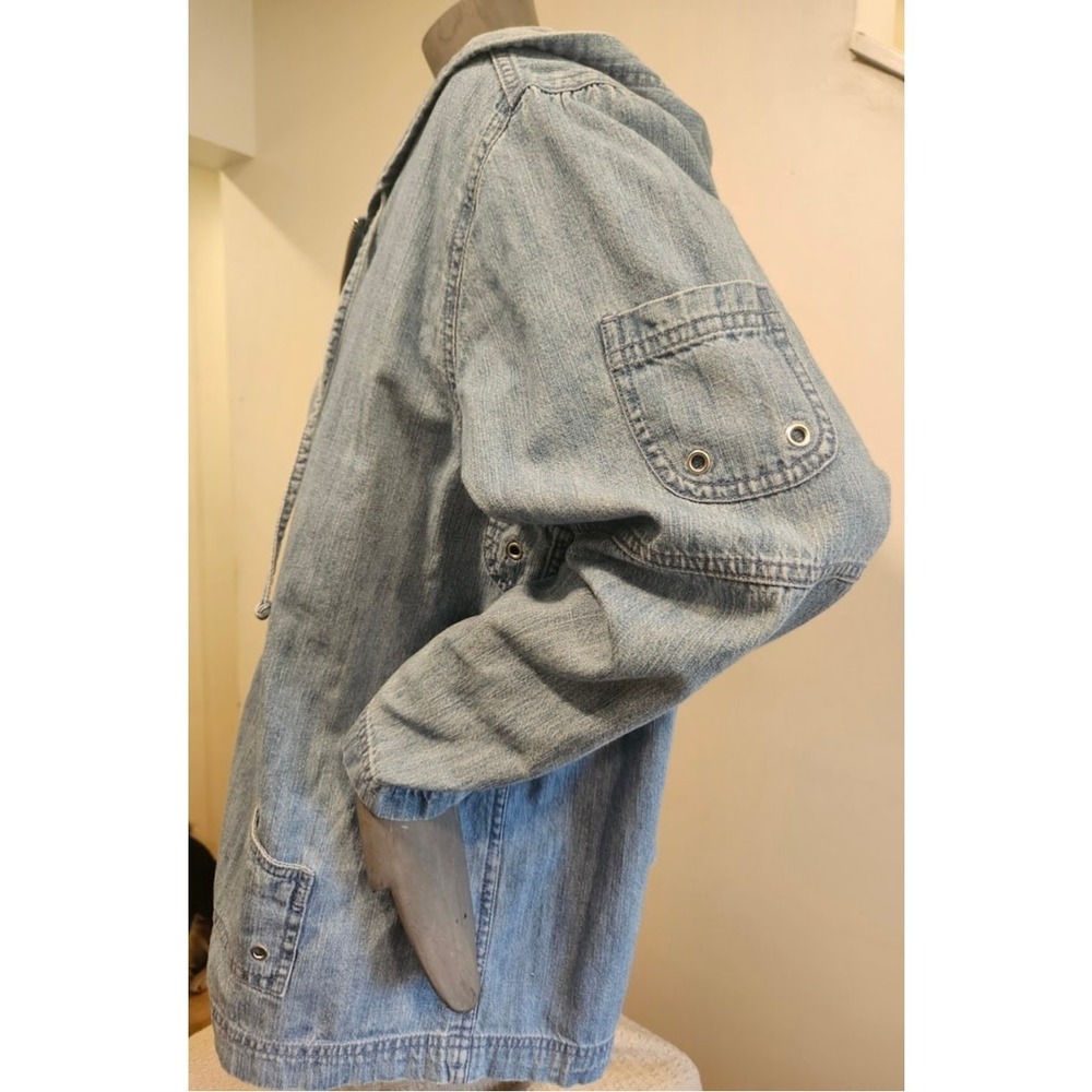 CJ Banks Denim Hooded Shirt Jacket / Shacket Womens Size X - *VINTAGE* - Picture 14 of 16